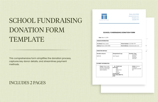 School Fundraising Donation Form Template School Fundraising Donation Form Template