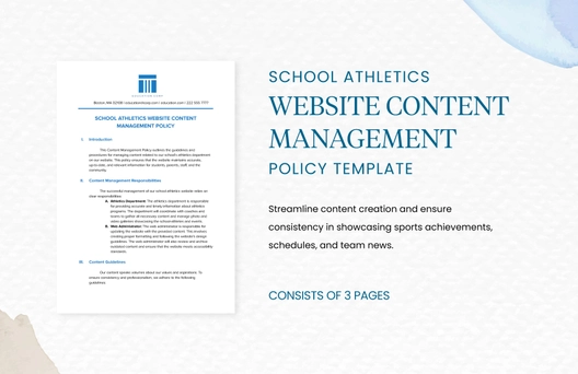 School Athletics Website Content Management Policy Template