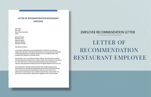 Letter Of Recommendation Restaurant Employee