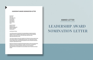 Leadership Award Nomination Letter