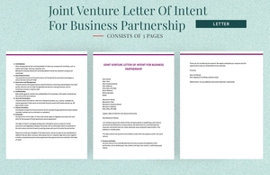 Joint Venture Letter Of Intent For Business Partnership