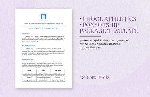 School Athletics Sponsorship Package Template