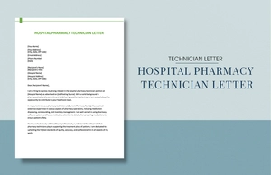 Hospital Pharmacy Technician Letter
