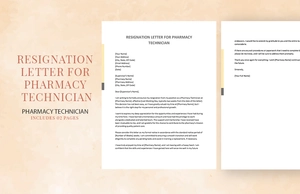 Resignation Letter For Pharmacy Technician