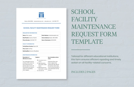 School Facility Maintenance Request Form Template