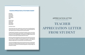Teacher Appreciation Letter From Student
