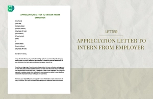 Appreciation letter to intern from employer