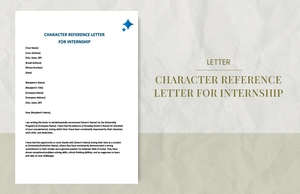 Character reference letter for internship