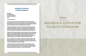 Reference letter for student internship