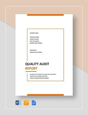 Quality Audit Report Template