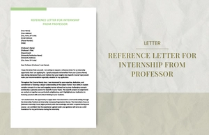 Reference letter for internship from professor
