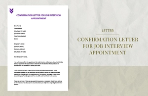 Confirmation letter for job interview appointment