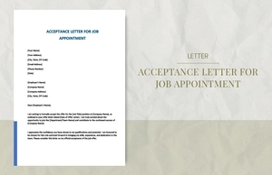Acceptance letter for job appointment