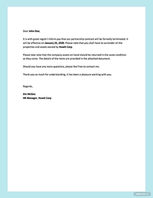 Contract Termination Letter Template
