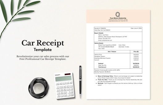Car Receipt Template