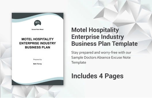 Motel Hospitality Enterprise Industry Business Plan Template