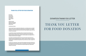 Thank You Letter For Food Donation