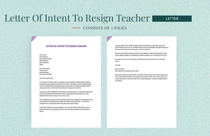Letter Of Intent To Resign Teacher