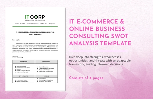 IT E-commerce & Online Business Consulting SWOT Analysis Template