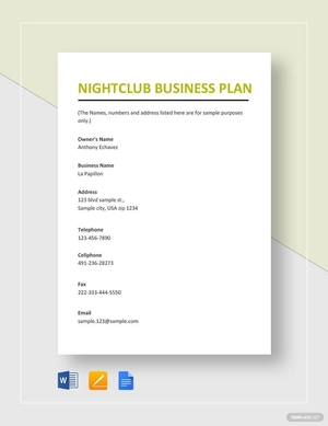 Nightclub Business Plan Template