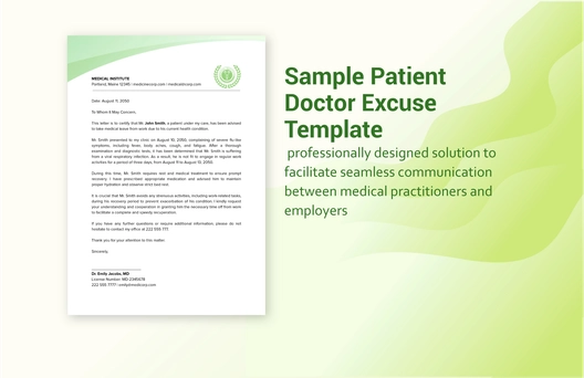 Sample Patient Doctor Excuse Template