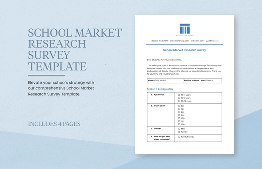 School Market Research Survey Template
