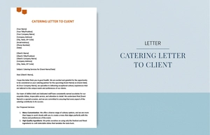 Catering letter to client