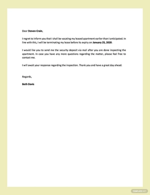 Early Lease Termination Letter Template