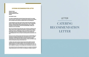 Catering recommendation letter Catering recommendation letter