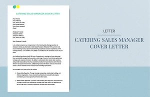 Catering sales manager cover letter