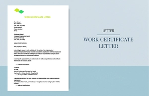 Work certificate letter