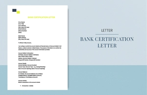 Bank certification letter