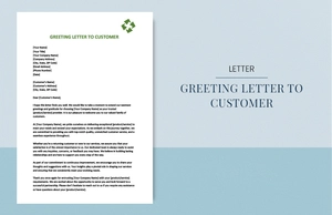 Greeting letter to customer