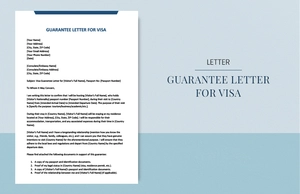 Guarantee letter for visa