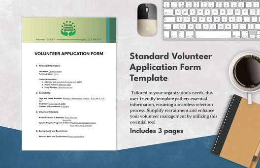 Standard Volunteer Application Form Template