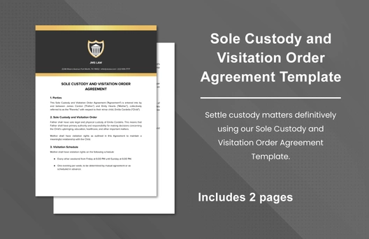 Sole Custody and Visitation Order Agreement Template