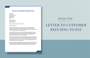 Letter to Customer Refusing to Pay