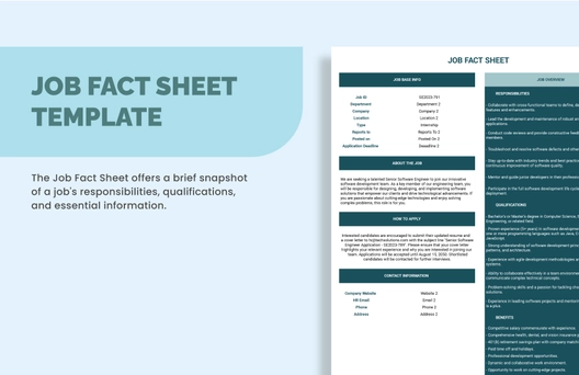 Job Fact Sheet Template