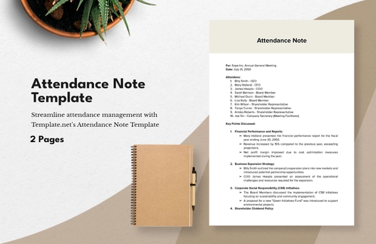 Attendance Note Template
