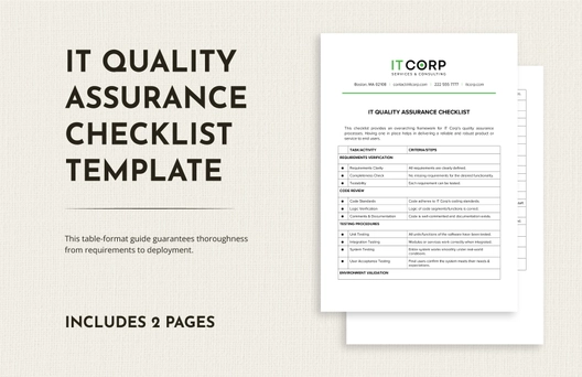 IT Quality Assurance Checklist Template IT Quality Assurance Checklist Template