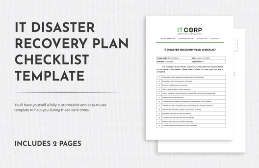 IT Disaster Recovery Plan Checklist Template