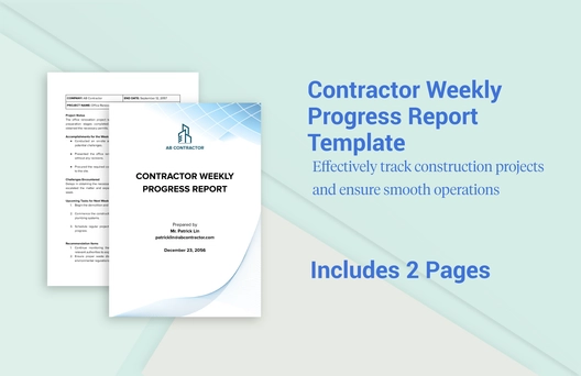 Contractor Weekly Progress Report Template