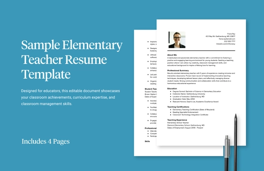 Sample Elementary Teacher Resume Template