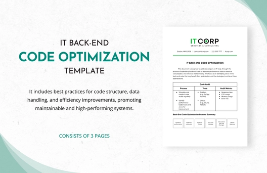 IT Back-End Code Optimization Template