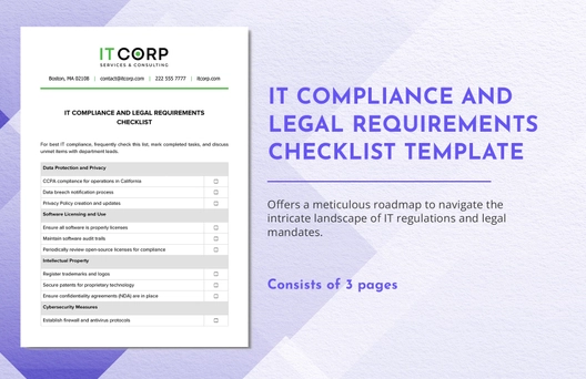 IT Compliance and Legal Requirements Checklist Template