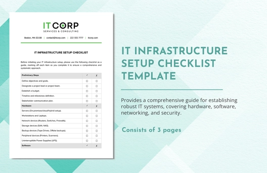 IT Infrastructure Setup Checklist Template