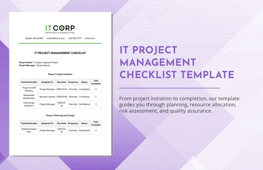 IT Project Management Checklist Template
