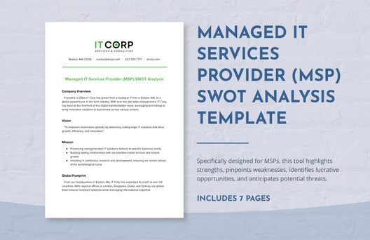 Managed IT Services Provider (MSP) SWOT Analysis Template