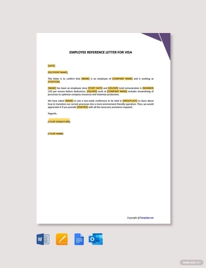 Employee Reference Letter for Visa