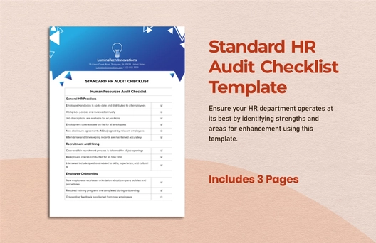 Standard HR Audit Checklist Template Standard HR Audit Checklist Template